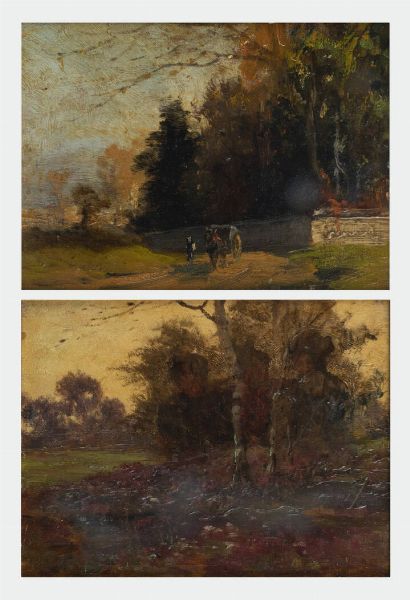 PITTORE ANONIMO : Coppia di paesaggi  - Asta Antiquariato, Argenti, Dipinti e Sculture - Associazione Nazionale - Case d'Asta italiane