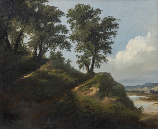 GIUSEPPE FALCHETTI Caluso (TO) 1843 - 1918 Torino : Paesaggio  - Asta Antiquariato, Argenti, Dipinti e Sculture - Associazione Nazionale - Case d'Asta italiane