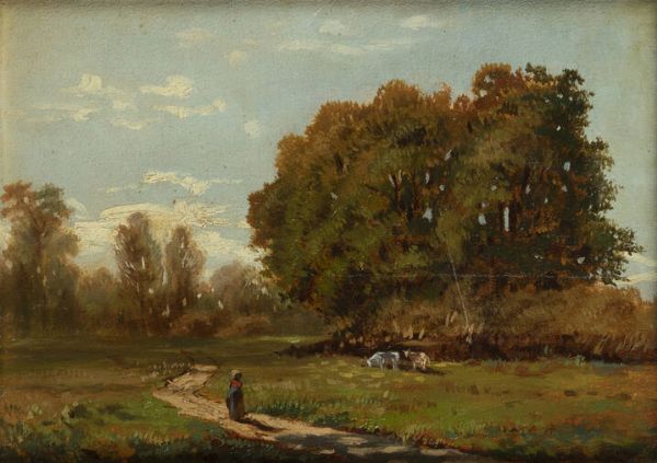 AMEDEO GHESIO VOLPENGO Clavesana (CN) 1847 - 1889 Torino : Paesaggio  - Asta Antiquariato, Argenti, Dipinti e Sculture - Associazione Nazionale - Case d'Asta italiane