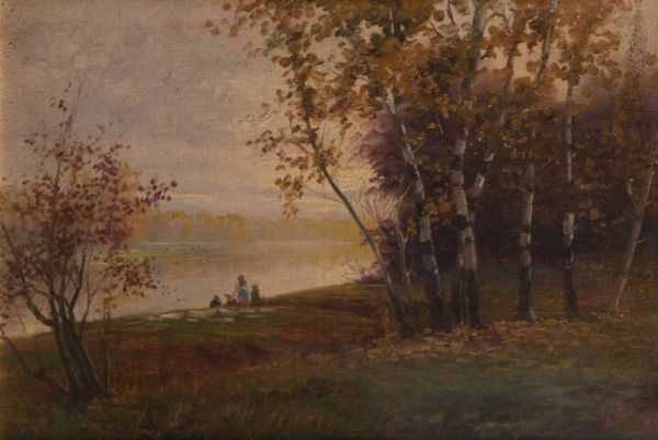 GIOVANNI PISANO Sevi (NU) 1875 - 1964 Torino : Figure in riva al lago  - Asta Antiquariato, Argenti, Dipinti e Sculture - Associazione Nazionale - Case d'Asta italiane