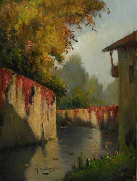 GIOVANNI COLMO Torino 1867 - 1947 : Canale di Morozzo  - Asta Antiquariato, Argenti, Dipinti e Sculture - Associazione Nazionale - Case d'Asta italiane