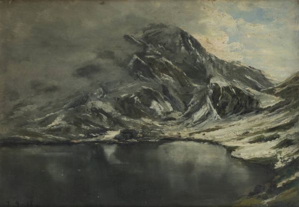 NINA DELLEANI Pollone (VC) 1866 - 1953 : Lago alpino 7/9/1915  - Asta Antiquariato, Argenti, Dipinti e Sculture - Associazione Nazionale - Case d'Asta italiane