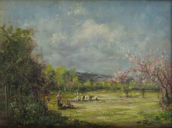 MARIO GHEDUZZI Crespellano (BO) 1891 - 1970 Torino : Nei pressi di Cigliano  - Asta Antiquariato, Argenti, Dipinti e Sculture - Associazione Nazionale - Case d'Asta italiane
