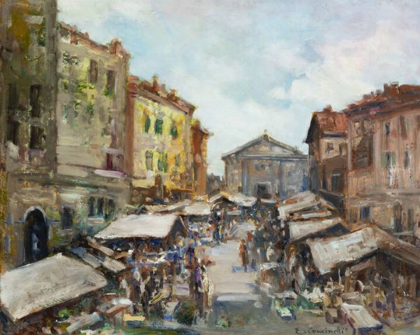 ERNESTO COMINETTI Torino 1900 - 1990 : Mercato  - Asta Antiquariato, Argenti, Dipinti e Sculture - Associazione Nazionale - Case d'Asta italiane