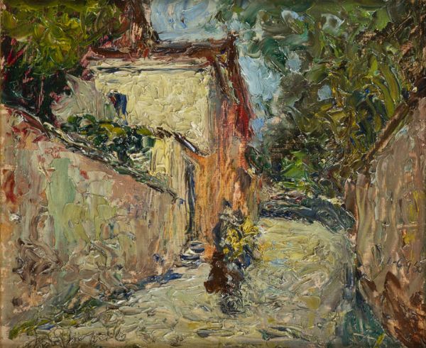 BENEDETTO GHIVARELLO Torino 1882 - 1955 : La casa in collina ante 1930  - Asta Antiquariato, Argenti, Dipinti e Sculture - Associazione Nazionale - Case d'Asta italiane