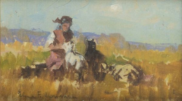 ELENA MARISALDI FALCO Santo Stefano Belbo (CN) 1901 - 1986 Torino : Contadina  - Asta Antiquariato, Argenti, Dipinti e Sculture - Associazione Nazionale - Case d'Asta italiane