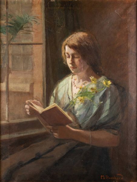 PITTORE NON IDENTIFICATO : Lettura  - Asta Antiquariato, Argenti, Dipinti e Sculture - Associazione Nazionale - Case d'Asta italiane