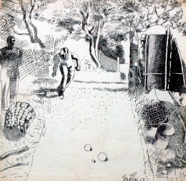 FRANCO GENTILINI Faenza (RA) 1909  - 1981 Roma : Giocatori di bocce 1967  - Asta Antiquariato, Argenti, Dipinti e Sculture - Associazione Nazionale - Case d'Asta italiane