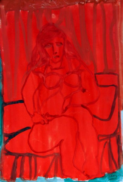 MINO MACCARI Siena (SI) 1898 - 1989 Roma : Donna seduta  - Asta Antiquariato, Argenti, Dipinti e Sculture - Associazione Nazionale - Case d'Asta italiane