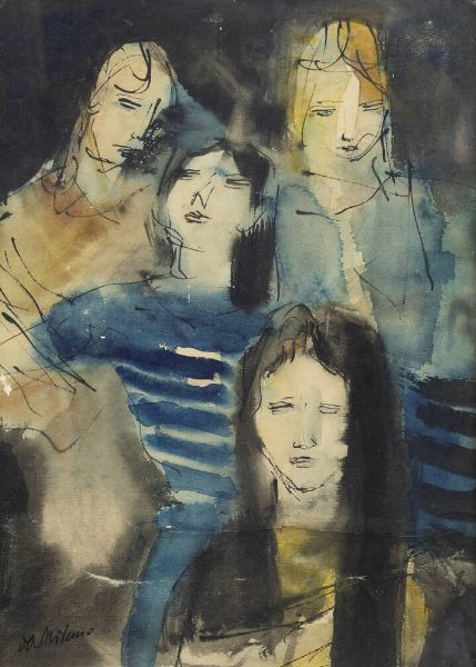 GIULIO DA MILANO Nizza (Francia) 1895 - 1990 Torino : Quattro donne  - Asta Antiquariato, Argenti, Dipinti e Sculture - Associazione Nazionale - Case d'Asta italiane