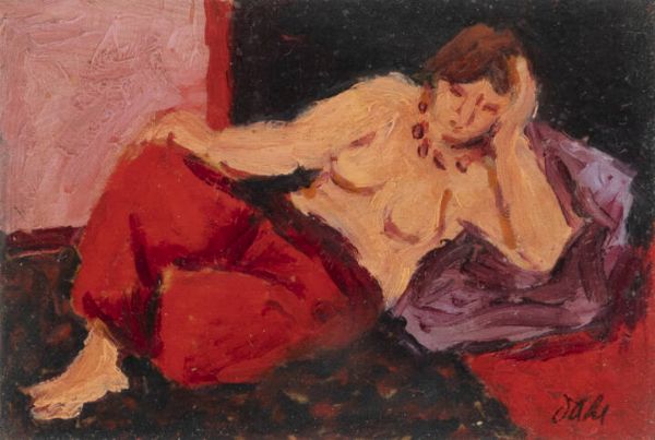 GIULIO DA MILANO Nizza (Francia) 1895 - 1990 Torino : Odalisca 1972  - Asta Antiquariato, Argenti, Dipinti e Sculture - Associazione Nazionale - Case d'Asta italiane