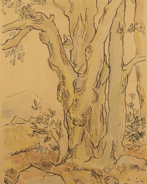 GIULIO DA MILANO Nizza (Francia) 1895 - 1990 Torino : Il grande albero 1952  - Asta Antiquariato, Argenti, Dipinti e Sculture - Associazione Nazionale - Case d'Asta italiane