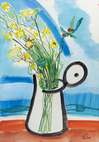 ENRICO PAULUCCI Genova 1901 - 1999 Torino : Vaso di fiori anni '70  - Asta Antiquariato, Argenti, Dipinti e Sculture - Associazione Nazionale - Case d'Asta italiane