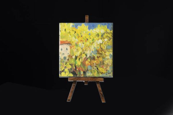 ETTORE FICO Piatto Biellese (VC) 1917 - 2004 Torino : Paesaggio con casa 1998  - Asta Antiquariato, Argenti, Dipinti e Sculture - Associazione Nazionale - Case d'Asta italiane