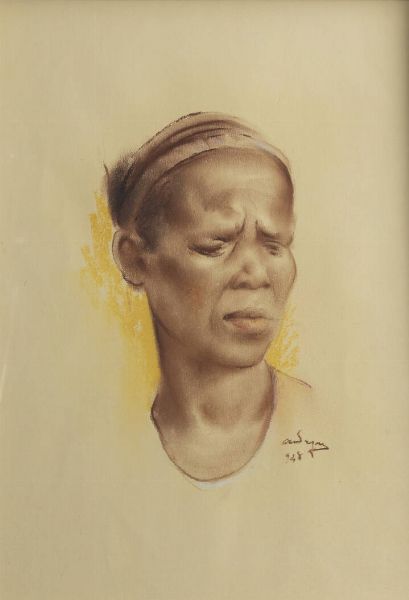 VIRGILIO AUDAGNA Torino 1903 - 1995 : Volto di donna africana 948  - Asta Antiquariato, Argenti, Dipinti e Sculture - Associazione Nazionale - Case d'Asta italiane