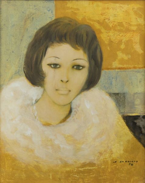 SANDRO LO CASCIO Torino 1932 : Ritratto femminile 1979  - Asta Antiquariato, Argenti, Dipinti e Sculture - Associazione Nazionale - Case d'Asta italiane