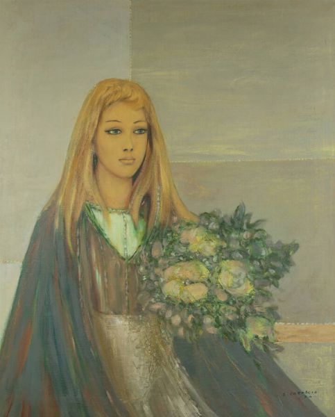 SANDRO LO CASCIO Torino 1932 : Le azalee 1980  - Asta Antiquariato, Argenti, Dipinti e Sculture - Associazione Nazionale - Case d'Asta italiane