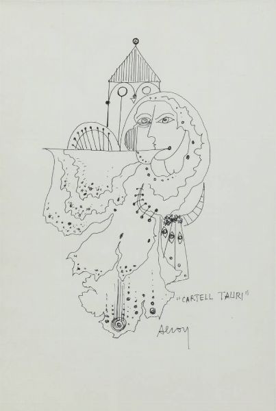 EDUARDO ALCOY Barcellona (Spagna) 1930 - 1987 Mataro' (Spagna) : Cartell tauri  - Asta Antiquariato, Argenti, Dipinti e Sculture - Associazione Nazionale - Case d'Asta italiane