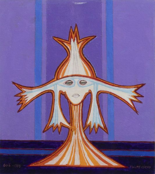 PONTE CORVO (Raffaele Pontecorvo) Roma 1910 - 1983 Torino : Figura surreale 1975  - Asta Antiquariato, Argenti, Dipinti e Sculture - Associazione Nazionale - Case d'Asta italiane