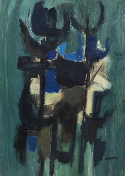 FILIPPO SCROPPO Riesi (CL) 1910 - 1993 Torre Pellice (TO) : Arborescenze sub.  - Asta Antiquariato, Argenti, Dipinti e Sculture - Associazione Nazionale - Case d'Asta italiane