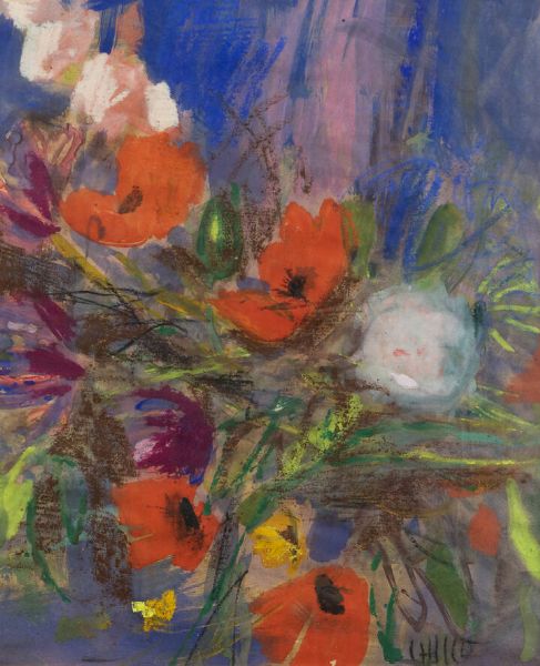 RICCARDO CHICCO Torino 1910 - 1973 : Papaveri  - Asta Antiquariato, Argenti, Dipinti e Sculture - Associazione Nazionale - Case d'Asta italiane