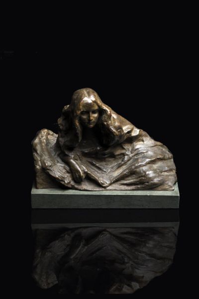 CORRADO BETTA Asti (AT) 1870 - 1935 Torino : Figura femminile  - Asta Antiquariato, Argenti, Dipinti e Sculture - Associazione Nazionale - Case d'Asta italiane