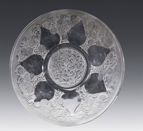 PIATTO : Piatto in vetro bianco 1930 circa  - Asta Antiquariato, Argenti, Dipinti e Sculture - Associazione Nazionale - Case d'Asta italiane