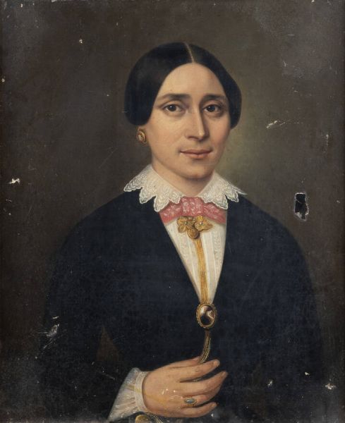 PITTORE ANONIMO : Ritratto di signora  - Asta Antiquariato, Argenti, Dipinti e Sculture - Associazione Nazionale - Case d'Asta italiane