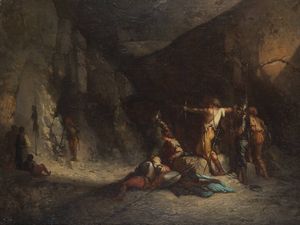 JEAN ADRIEN GUIGNET Annency (Francia) 1816 - 1854 Parigi - Esercitazione di tiro con l'arco