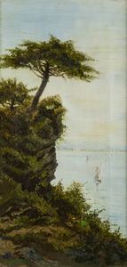 GIACINTO BO Montanaro Canavese (TO) 1832 - 1912 Torino - Pino sulla scogliera