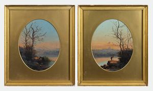 PITTORE ANONIMO - Coppia di paesaggi