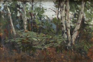 PITTORE ANONIMO - Paesaggio con betulle