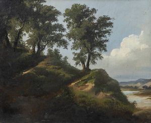 GIUSEPPE FALCHETTI Caluso (TO) 1843 - 1918 Torino - Paesaggio