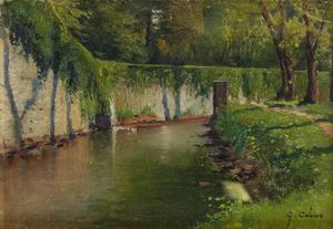 GIOVANNI COLMO Torino 1867 - 1947 - Nel parco di Morozzo 24/IV/923