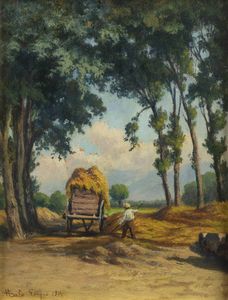 CAMILLO MERLO Torino 1856 - 1931 - Carro di paglia giugno 1914