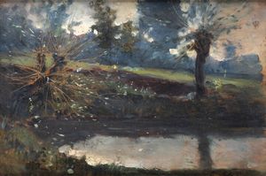 MARIO VIANI D'OVRANO Torino 1862 - 1922 - Paesaggio