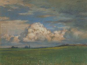 ROMOLO UBERTALLI Mosso Santa Maria (VC) 1871 - 1928 - Cumuli a sera