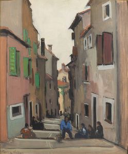 FELICE VELLAN Torino 1889 - 1976 - Vicolo di paese