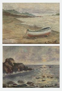 ERNESTO COMINETTI Torino 1900 - 1990 - a. Marina b. Marina con barca