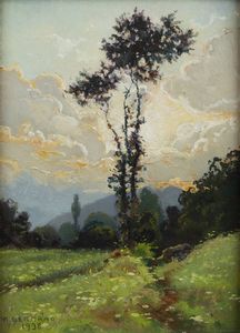 ALBERTO GERMANO Imperia (IM) 1903 - 1944 Saluzzo (CN) - Paesaggio con albero 1938