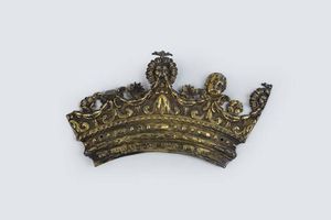 CORONA PER ICONA - Peso gr 140 1 In vermeille  sbalzata e cesellata  reca data1655 Mancanze e difetti (elemento laterale sinistro  [..]