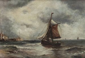 PITTORE NON IDENTIFICATO - Marina con vele