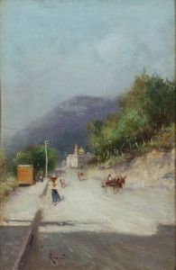 OSCAR RICCIARDI Napoli 1864 - 1935 - Ritorno dal mercato