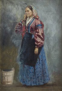 PITTORE ANONIMO Fine XIX secolo - Donna in costume