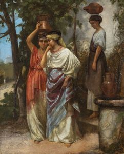 PITTORE ANONIMO DEL XIX SECOLO - Fanciulle alla fonte