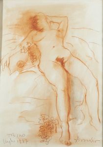 LUCIANO PROVERBIO Alessandria 1936 - 2009 Torino - Nudo disteso Torino  luglio 1987