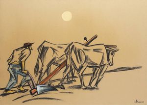 PIETRO MORANDO Alessandria 1892 - 1980 - L'aratore