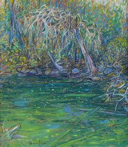 ETTORE FICO Piatto Biellese (VC) 1917 - 2004 Torino - Lago verde 1988