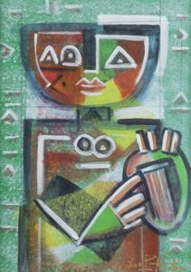 IBRAHIM KODRA Albania 1918  2006 Milano - Suonatore di Jkembe