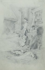 FRANCESCO GIOLI Settimo di Cascina (PI) 1846 - 1922 Firenze - Interno rustico